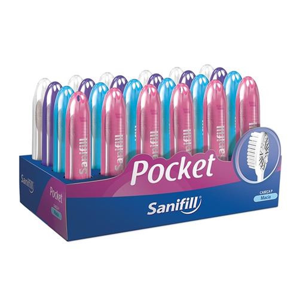 Escova Dental Sanifil Pocket Macia Embalagem com 24 Unidades