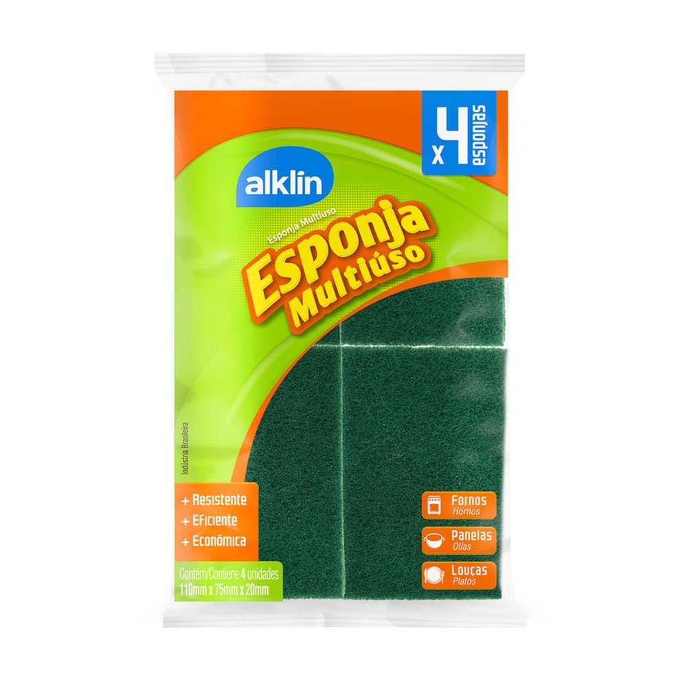 Esponja Multiuso com 4 unidades - Marca Alklin