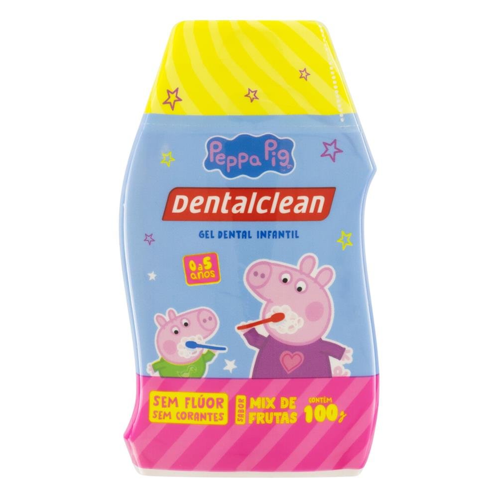 Gel Dental Infantil sem Flúor Mix de Frutas Peppa Pig Dentalclean Frasco 100g