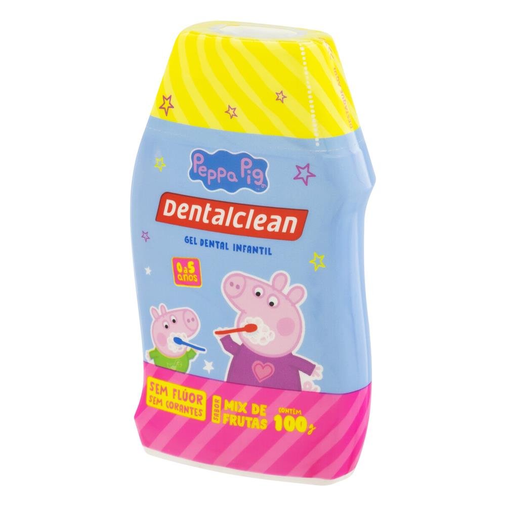 Gel Dental Infantil sem Flúor Mix de Frutas Peppa Pig Dentalclean Frasco 100g
