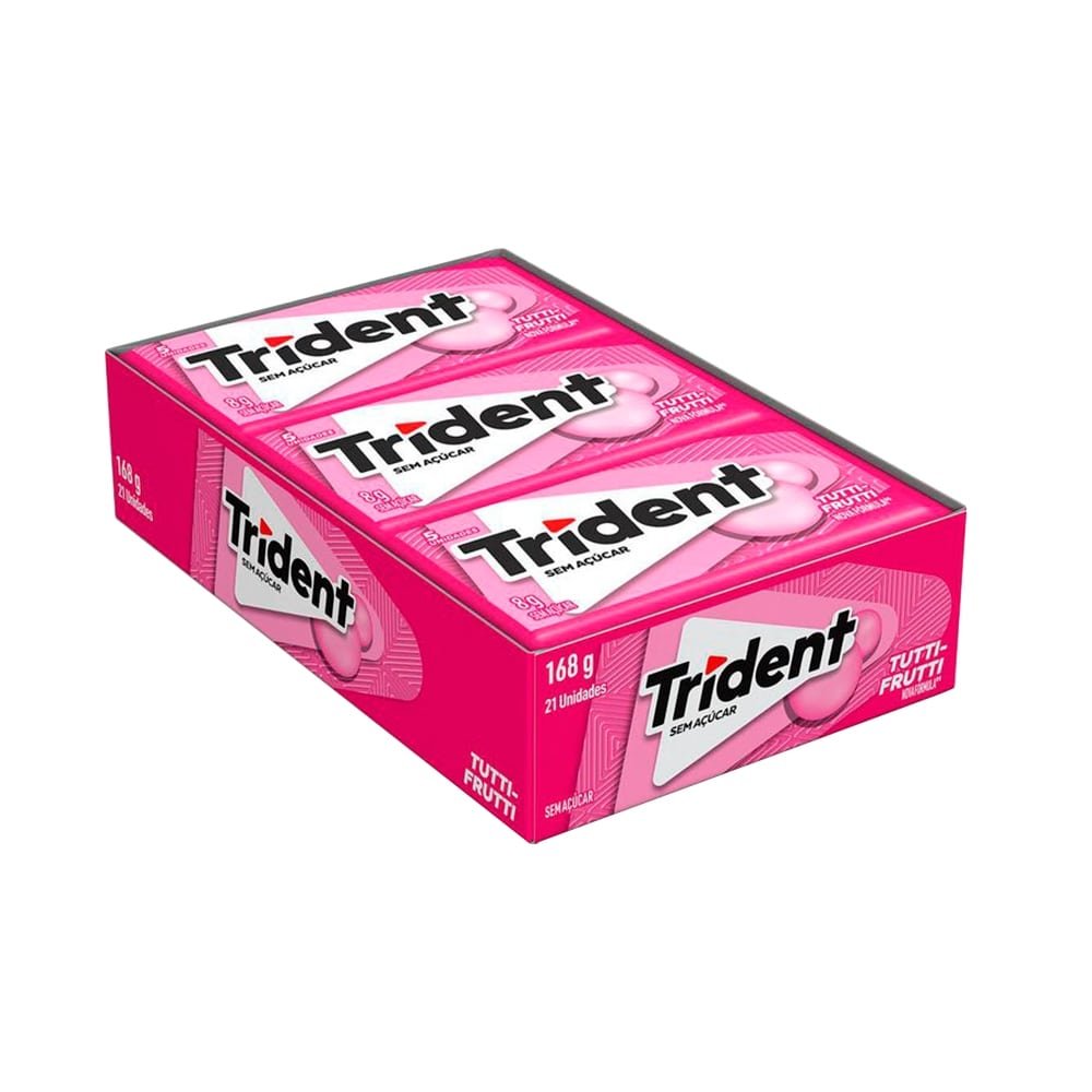 Chiclete Trident Tutti Frutti Sem Açúcar 8g - Caixa com 21 Unidades
