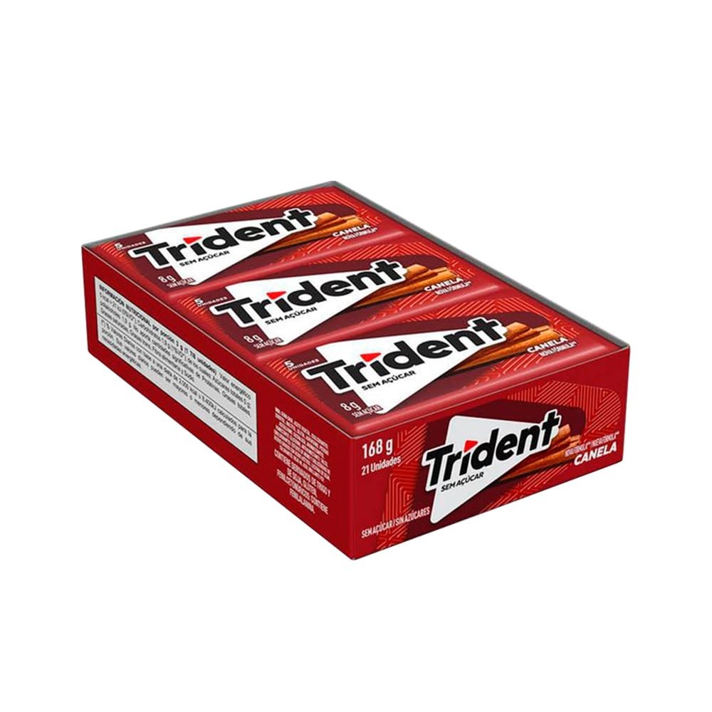 Chiclete Trident Canela Sem Açúcar 8g - Caixa com 21 Unidades