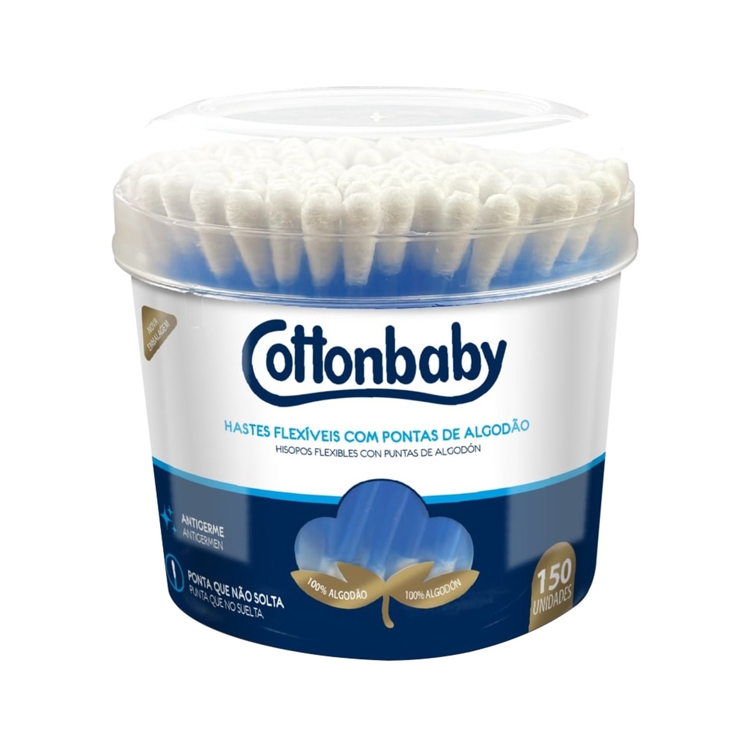 Hastes Flexíveis Cotton baby Pote Leve 150 Pague 100 - Embalagem com 150 Unidades