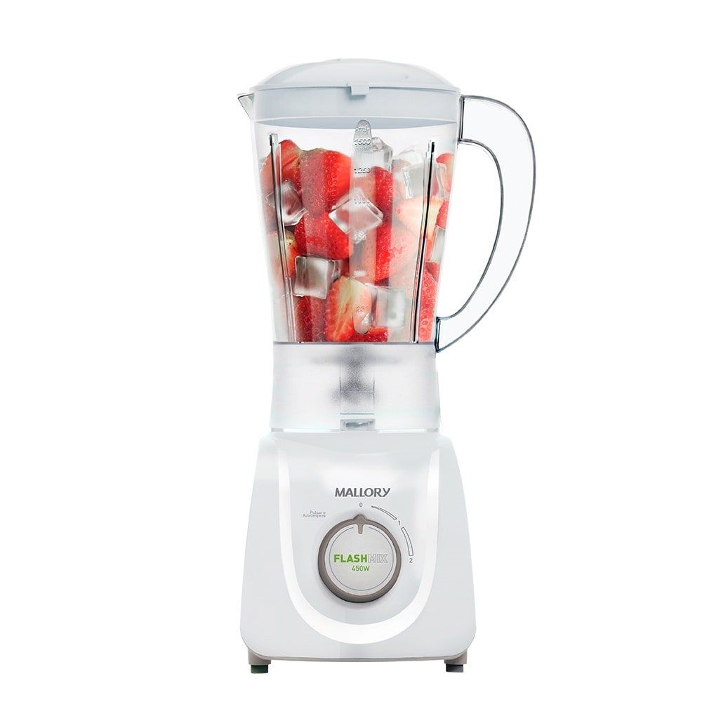 Liquidificador Mallory Flash Mix - Copo de Acrílico, 2 Velocidades + Pulsar, 450W, Branco, 220V