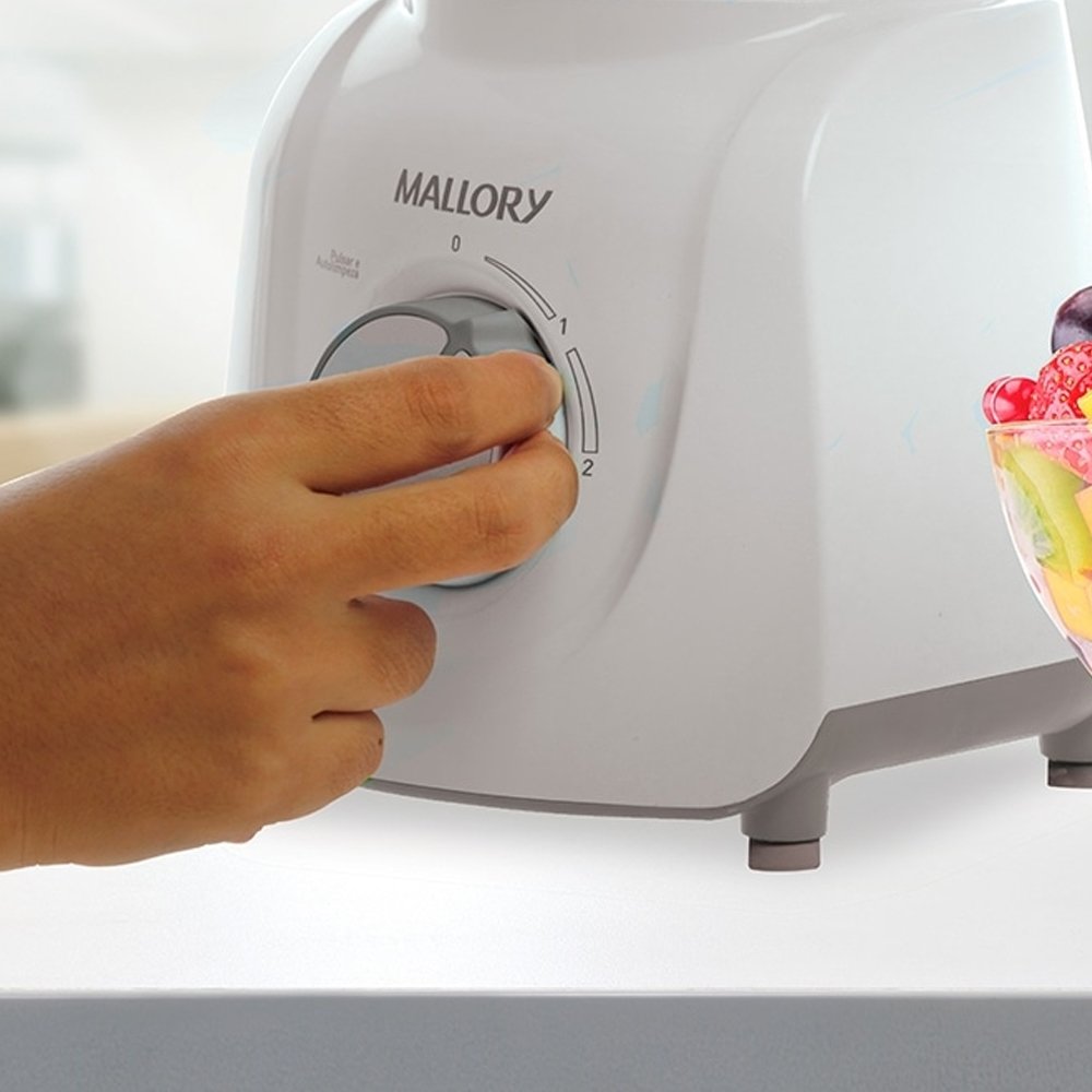 Liquidificador Mallory Flash Mix - Copo de Acrílico, 2 Velocidades + Pulsar, 450W, Branco, 220V