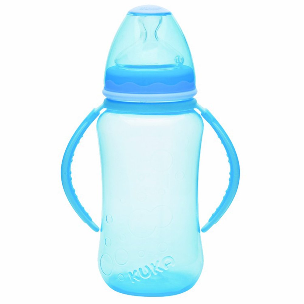 Mamadeira Kuka Aquarela Big Ortodontica Com Alca 330ml 2 Azul 1401