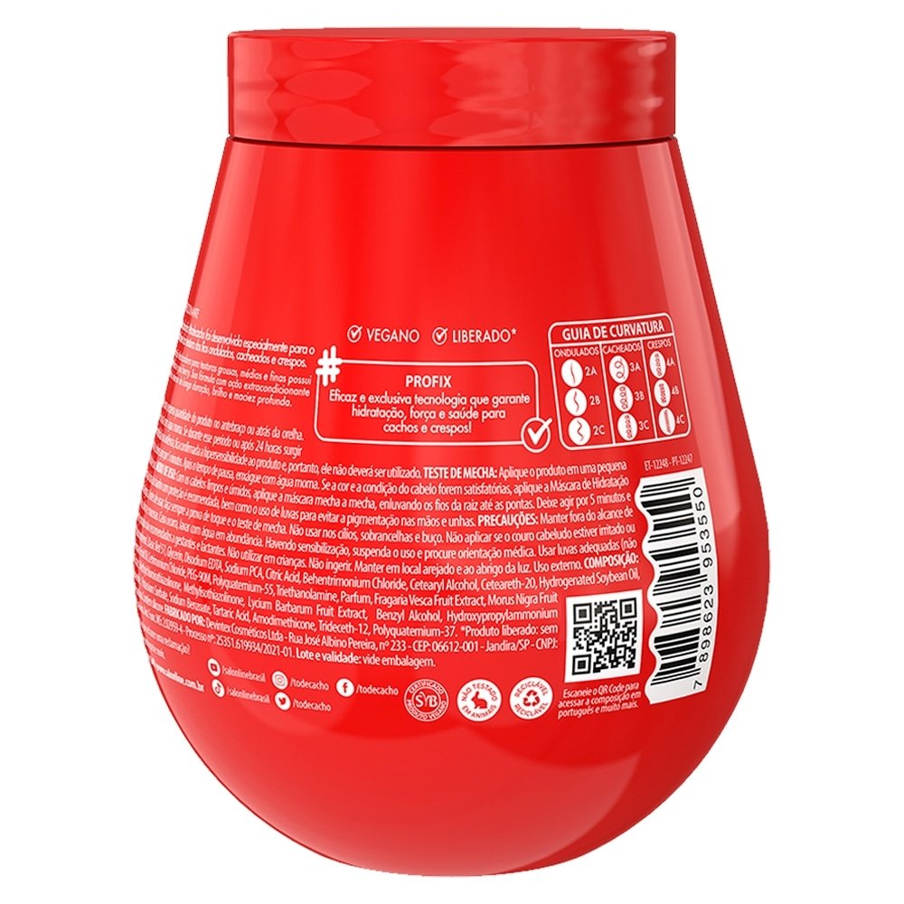 Máscara Hidratação Salon Line Tô de Cachos Matizadora Vermelha 500g
