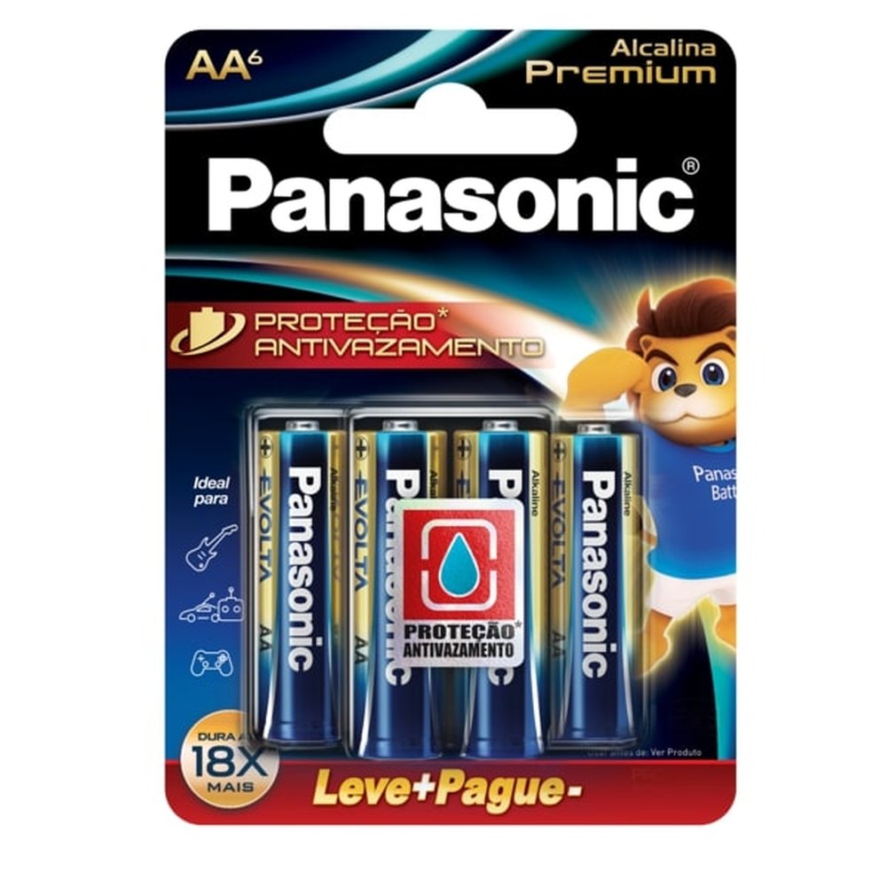 Pilha Alcalina Premium Panasonic Aa Pequena 06 Unidades Lr6egr/6B96