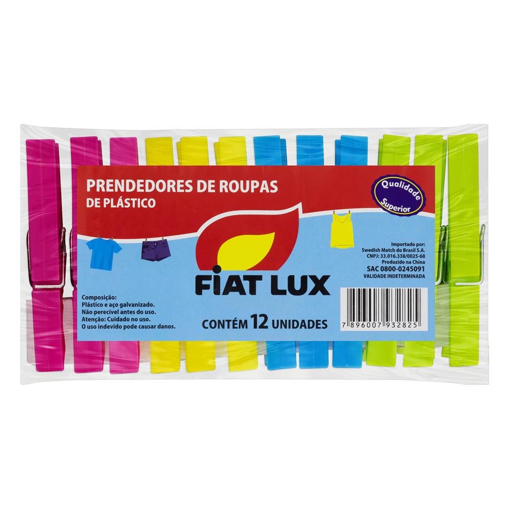 Prendedor De Roupas De Plástico Grande Fiat Lux 12 Unidades