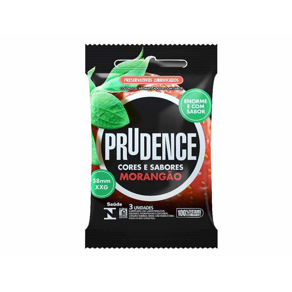 Preservativo Prudence Extra Grande Morangao 3 Unidades
