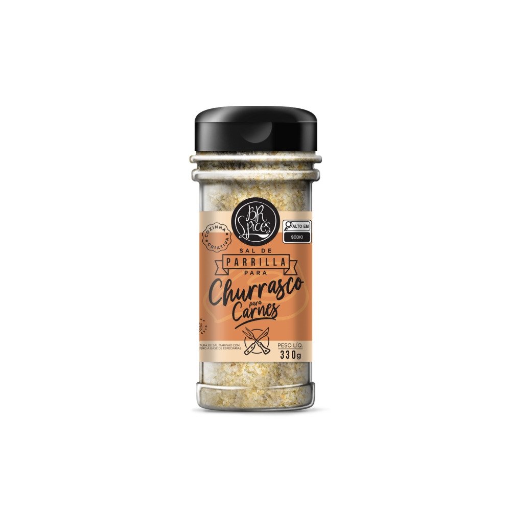 Sal de Parrilla BR Spices para Churrasco Vidro com  330g