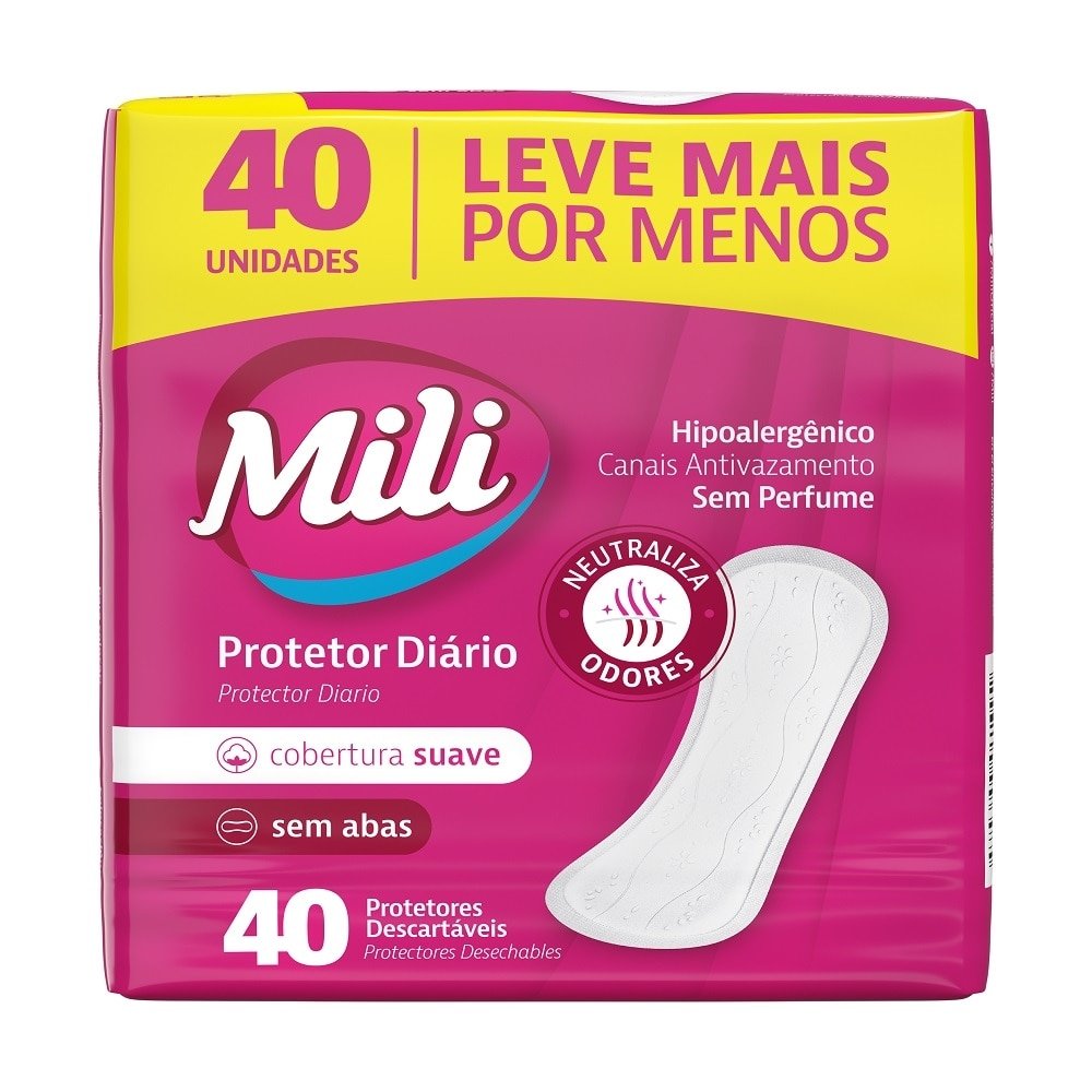 Absorvente Mili Protetor Diario sem Abas - Embalagem com 40 Unidades