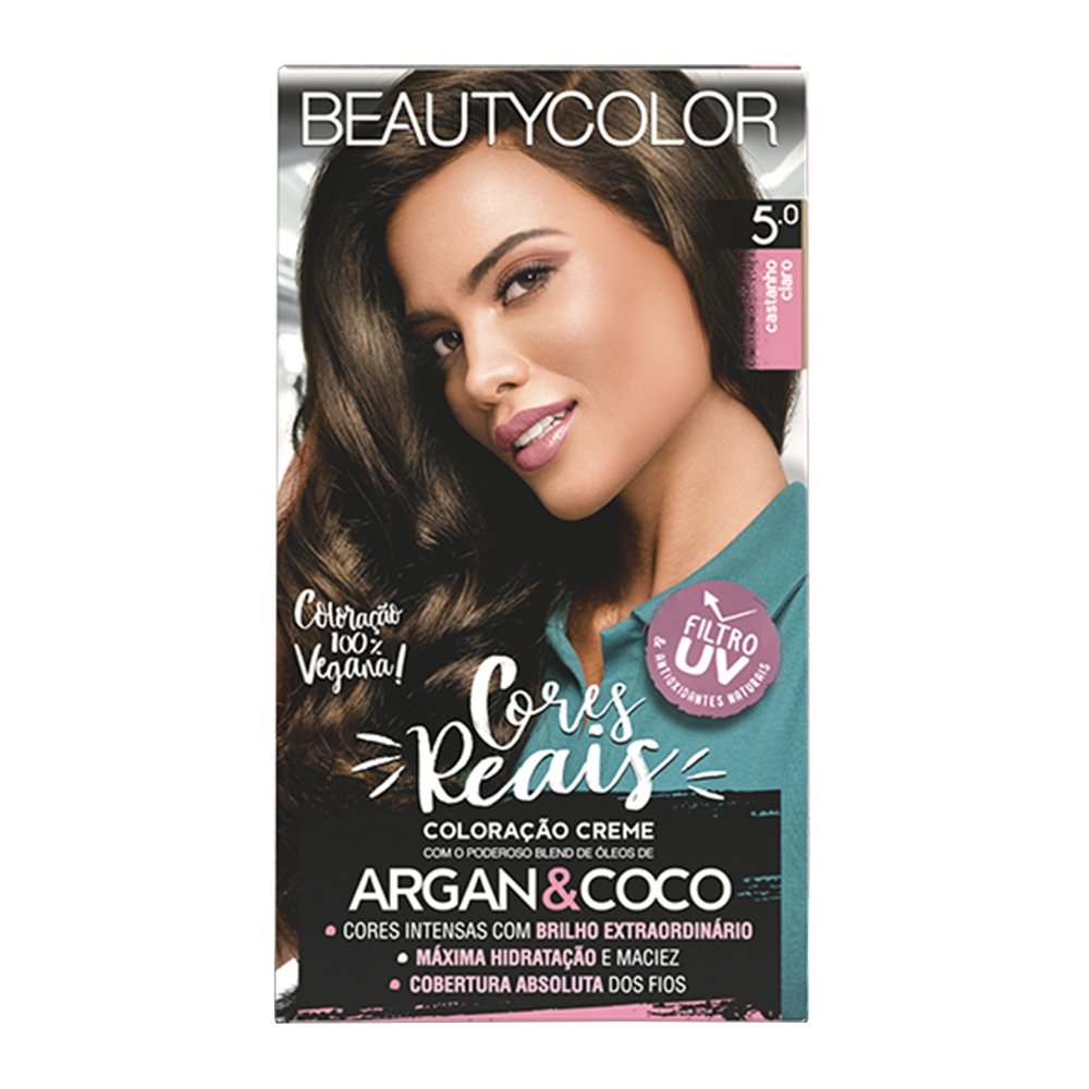 Tintura Beauty Color Creme Kit 5.0 Castanho Claro