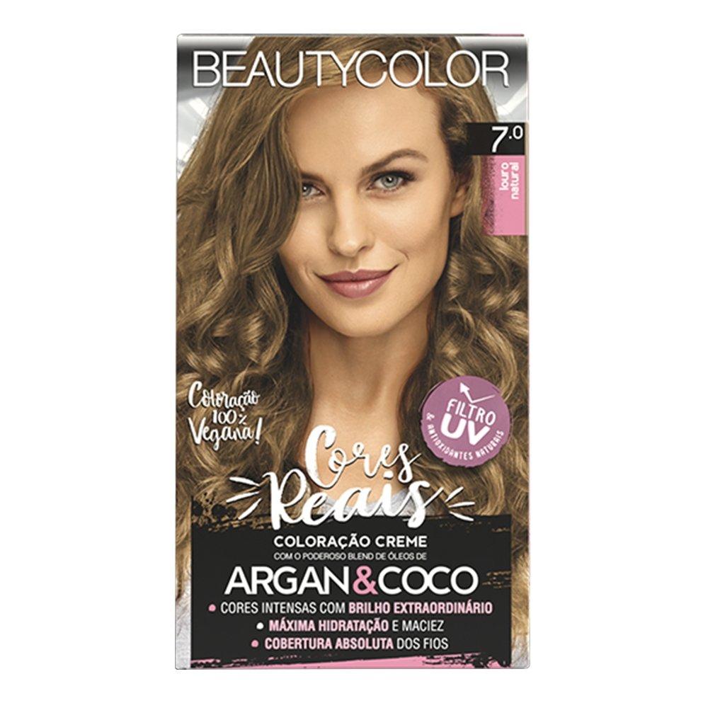 Tinta de Cabelo Beauty Color Creme Kit 7.0 Louro Natural