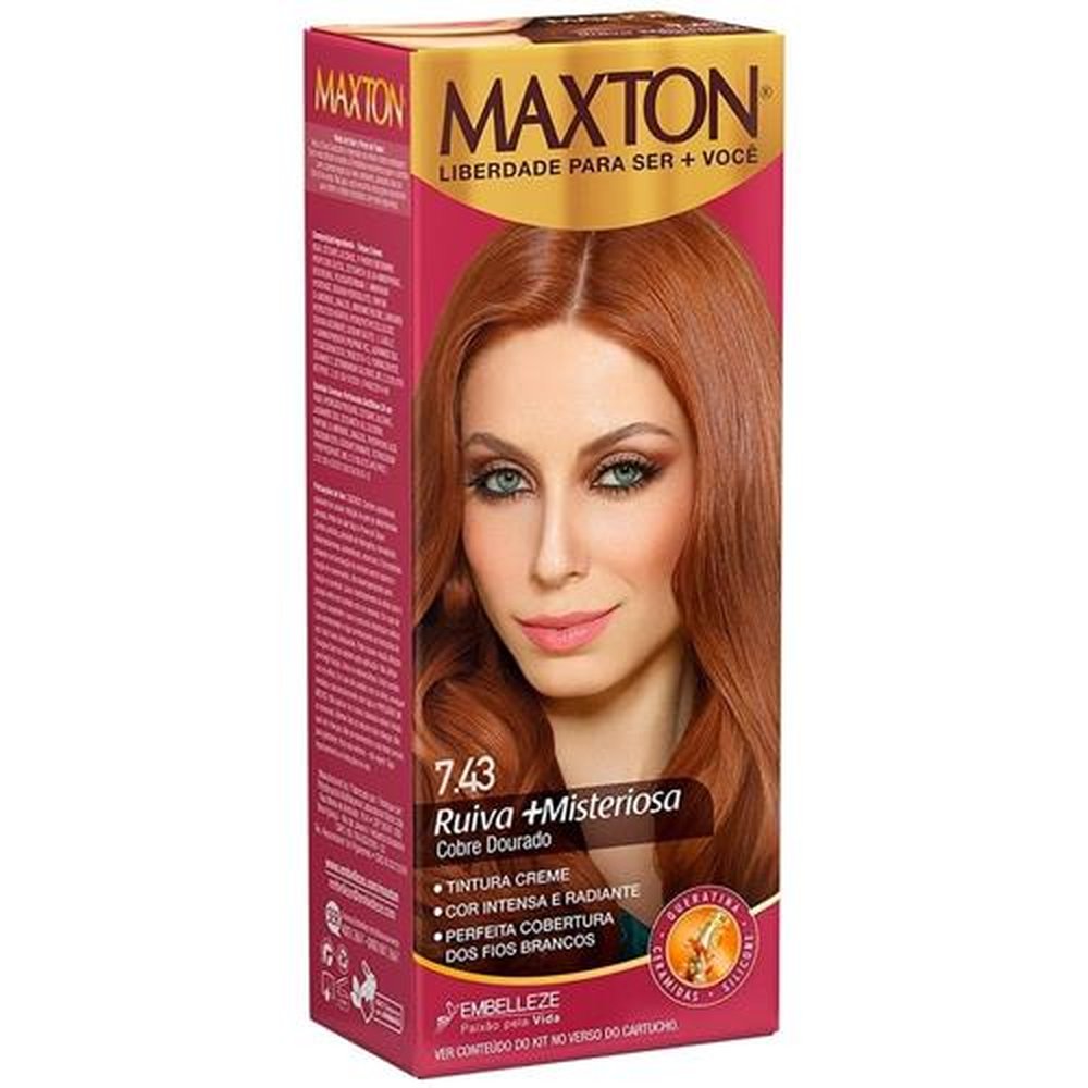 Tintura Kit Prático 7.43 Ruivo Cobre Dourado - Maxton