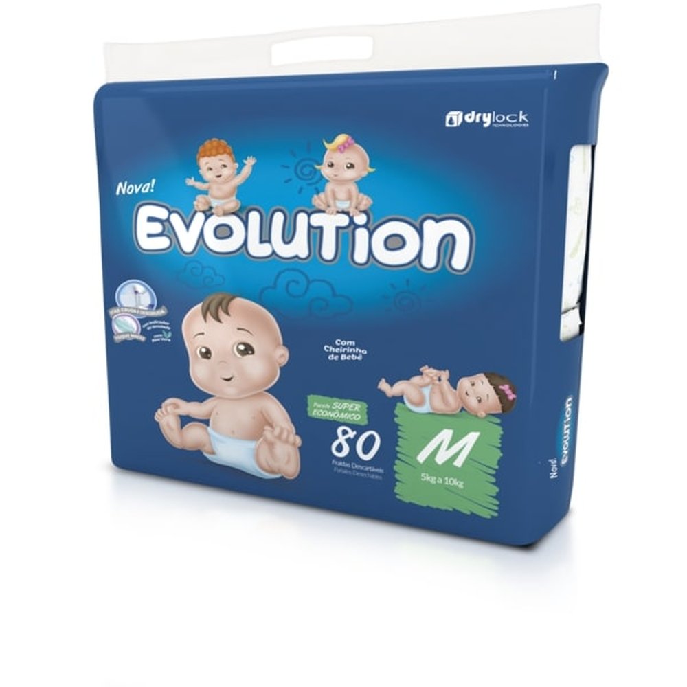 Fralda Evolution Super Economica M com 80 Unidades