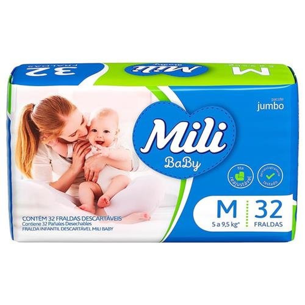Fralda Descartavel Mili Jumbo M Com 32