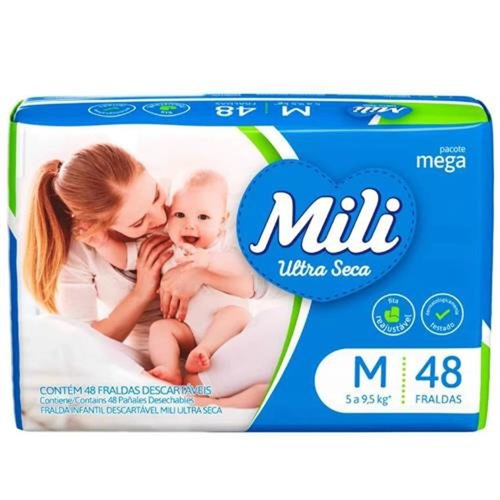 Fralda Descartavel Mili Mega M Com 48