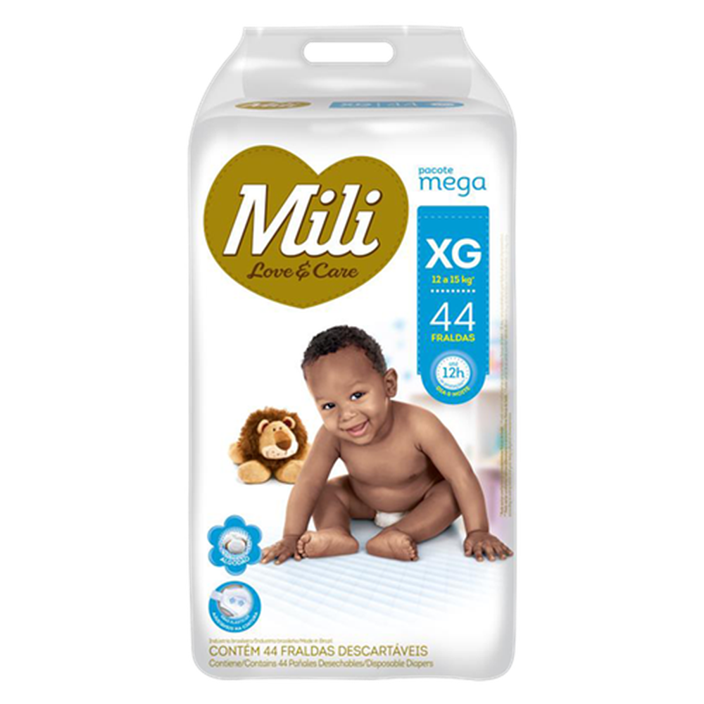 Fralda Mili Love E Care 44 Unidades Mega Xg