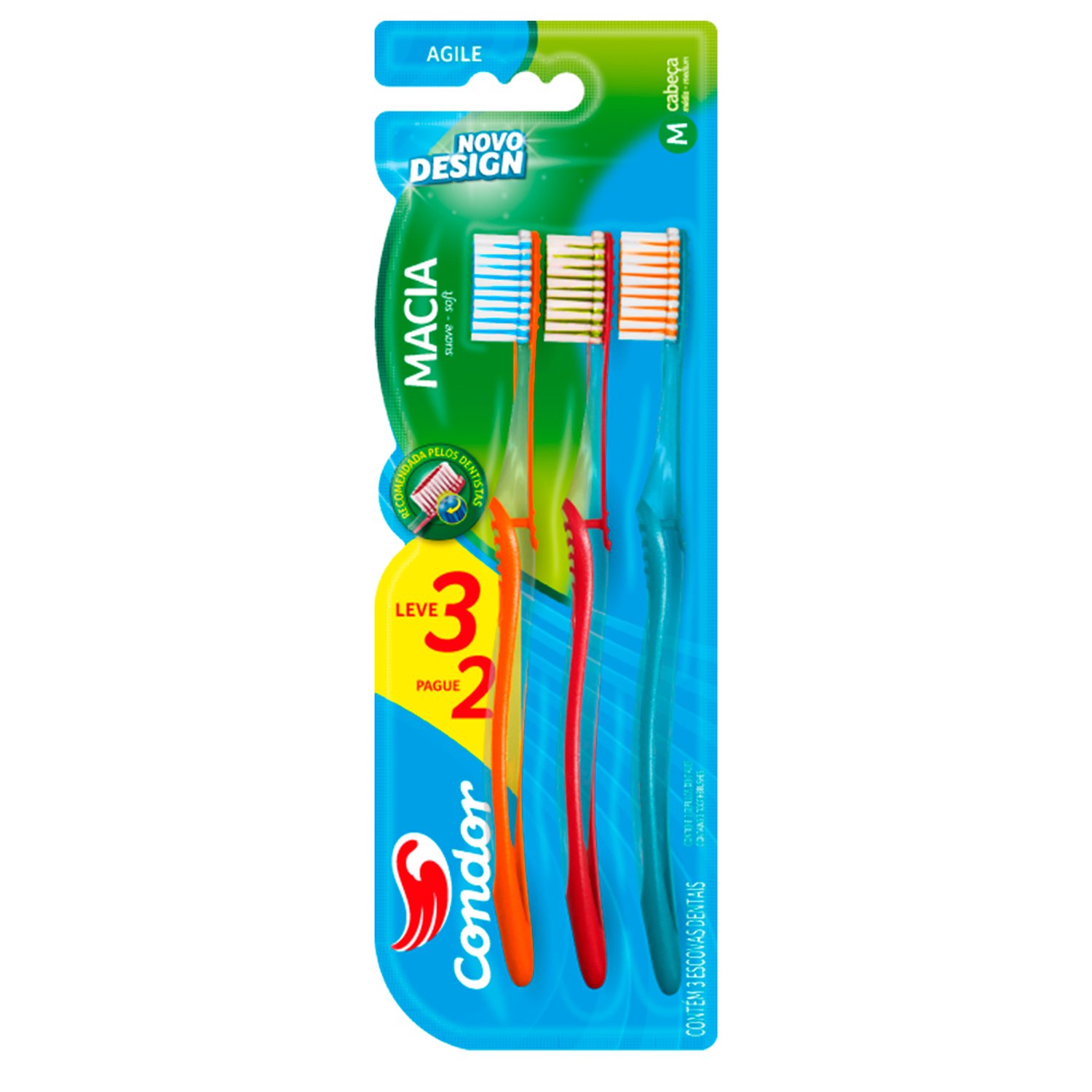 Escova Condor Agile Macia 8107 - Embalagem com 3 Unidades