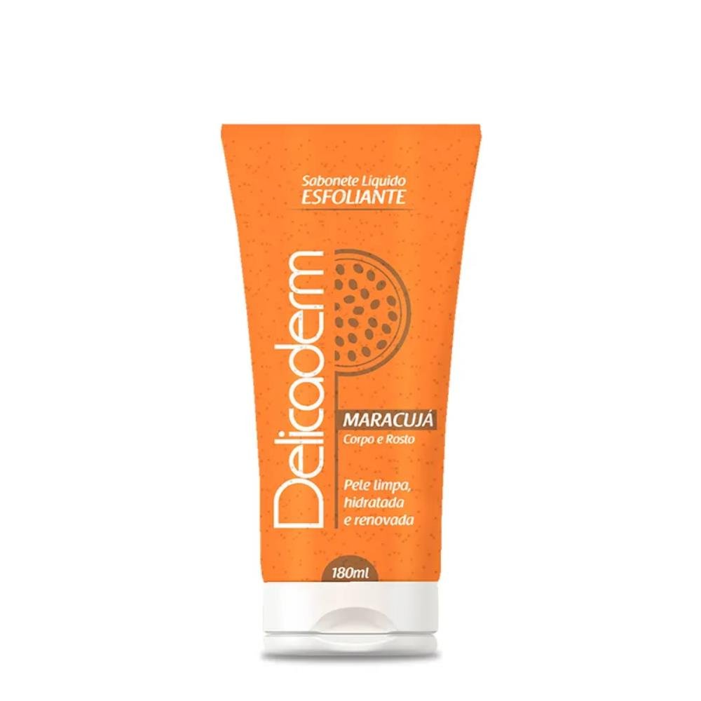 Sabonete Liquido Esfoliante Corpo e Rosto Delicaderm Maracujá 180ml.