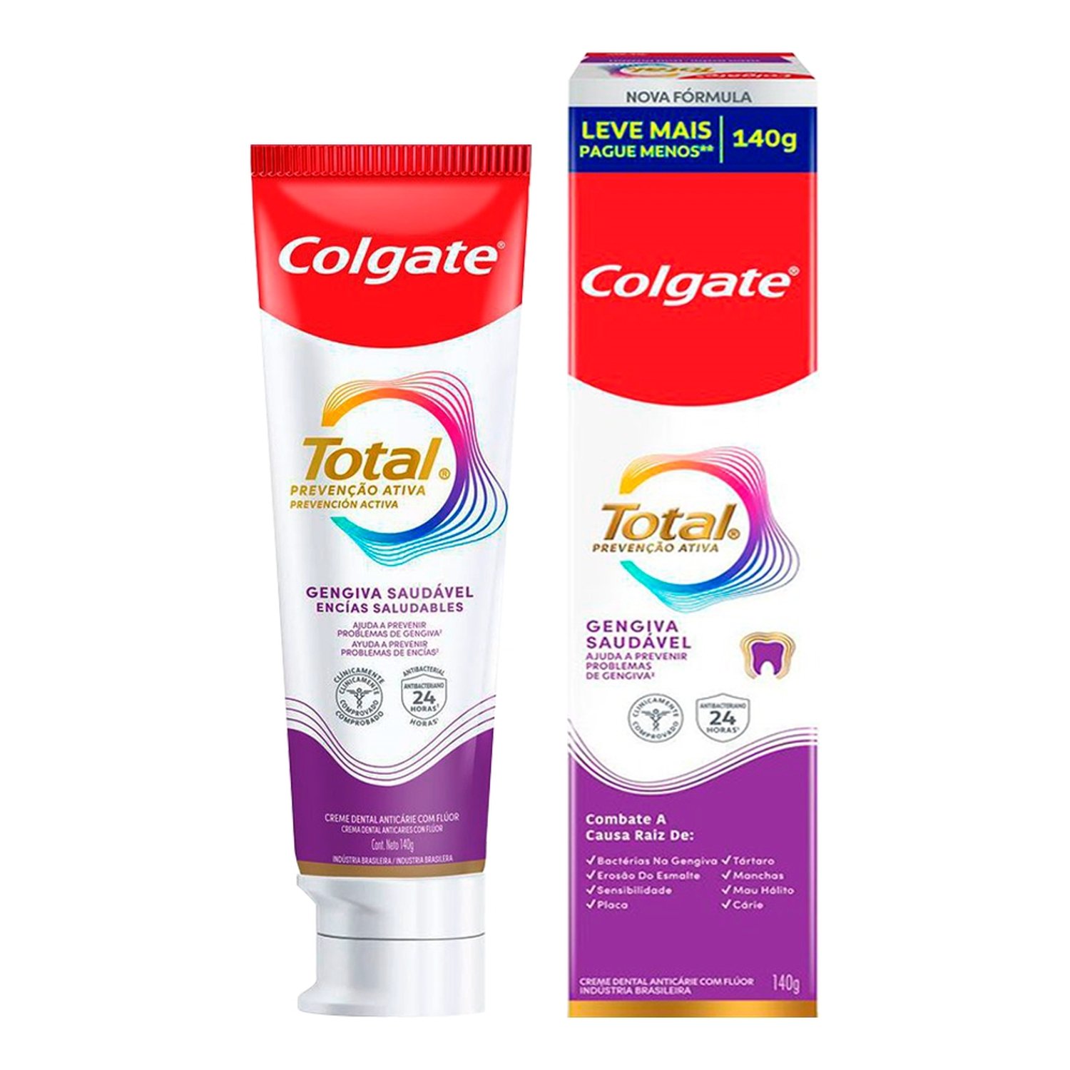 Creme Dental Colgate Total 12 Gengiva Reforçada 140g - Embalagem com 12 Unidades