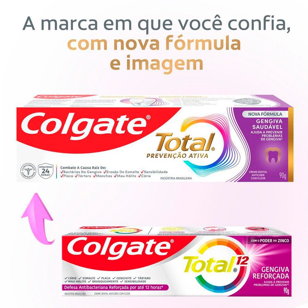 Creme Dental Colgate Total 12 Gengiva Reforçada 140g - Embalagem com 12 Unidades