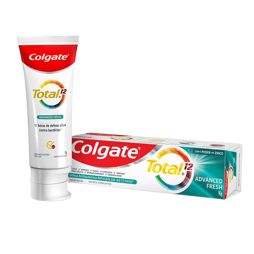 Creme Dental Colgate Total 12 Advanced Fresh 90g Embalagem com 12 Unidades