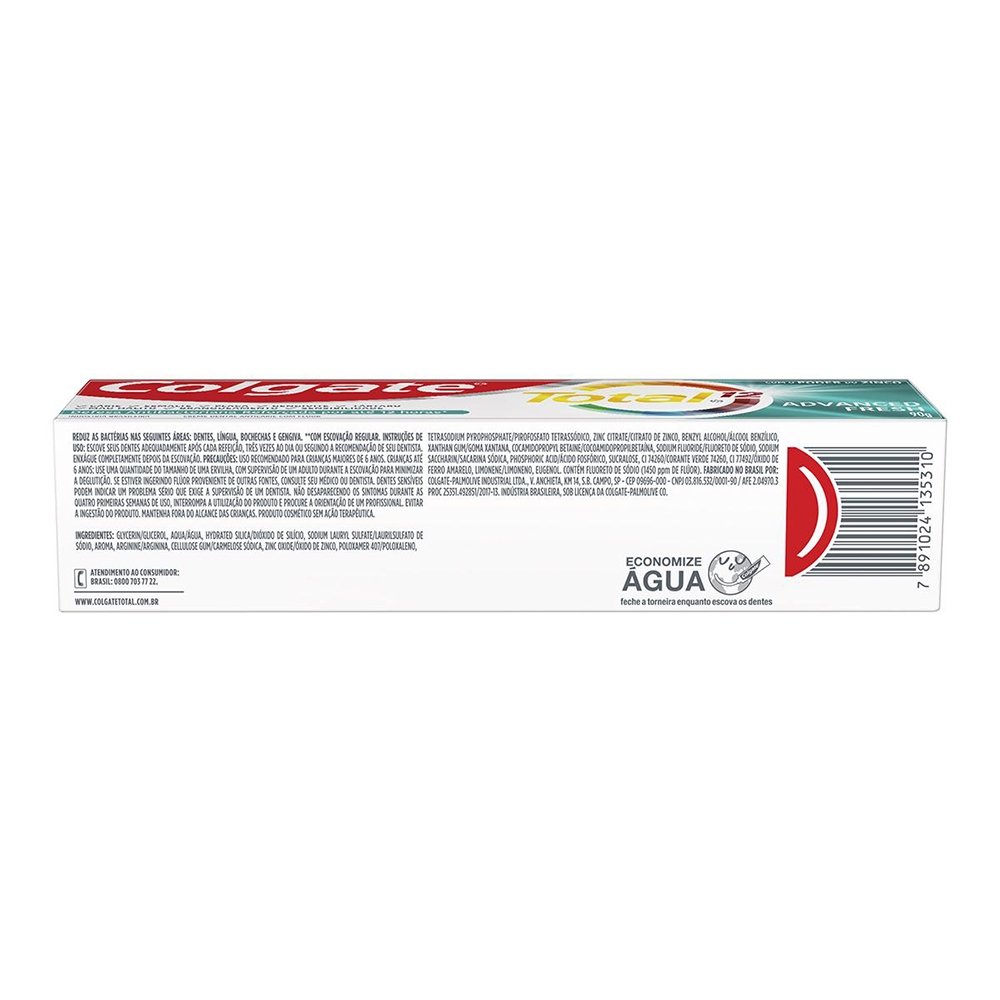 Creme Dental Colgate Total 12 Advanced Fresh 90g Embalagem com 12 Unidades