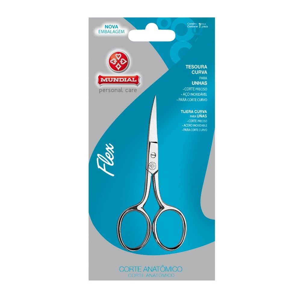 Tesoura para Unha Mundial Flex Ponta Curva BC-327