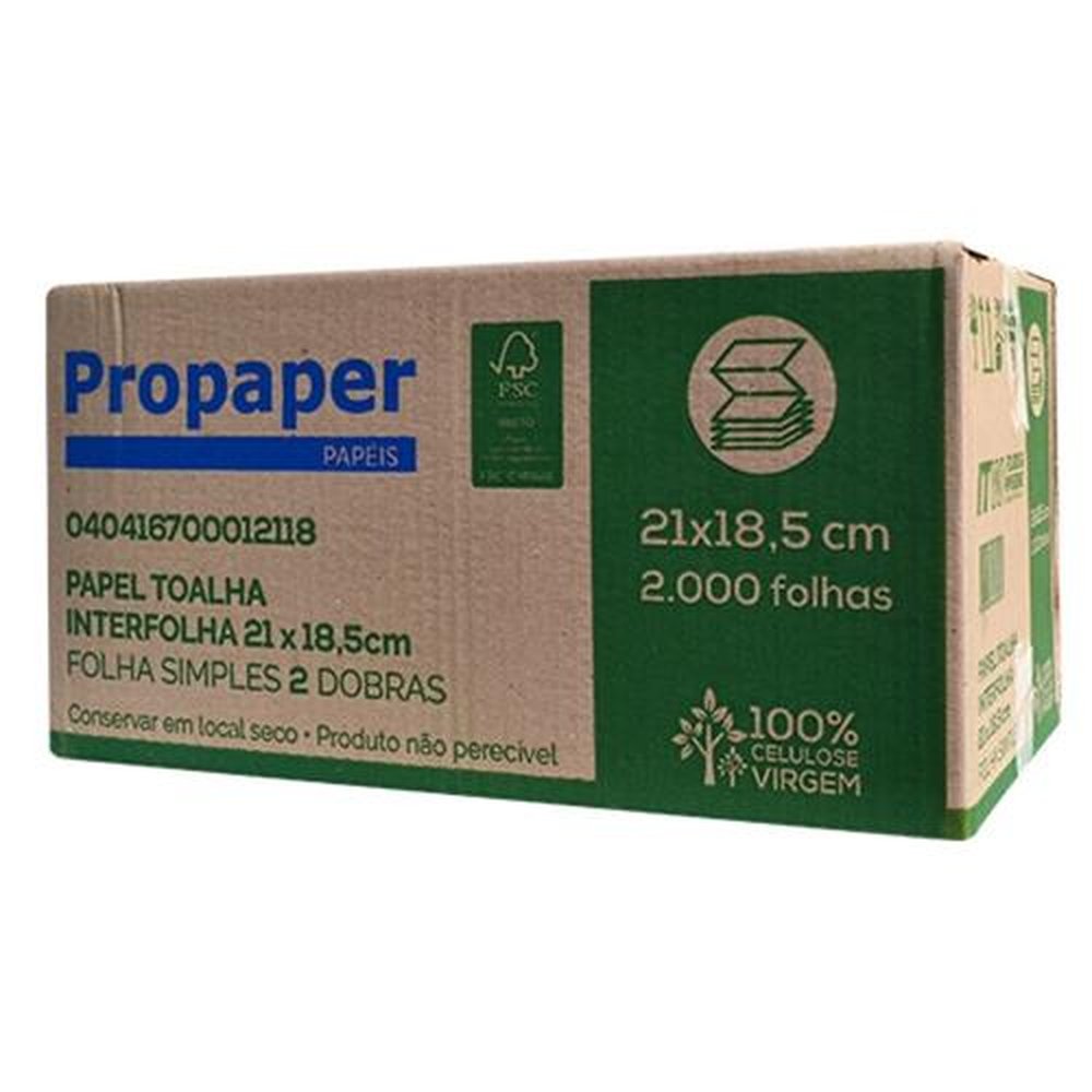 Toalha Papel 2 Dobras Branco Vip 2000 Folhas 21x18.5cm