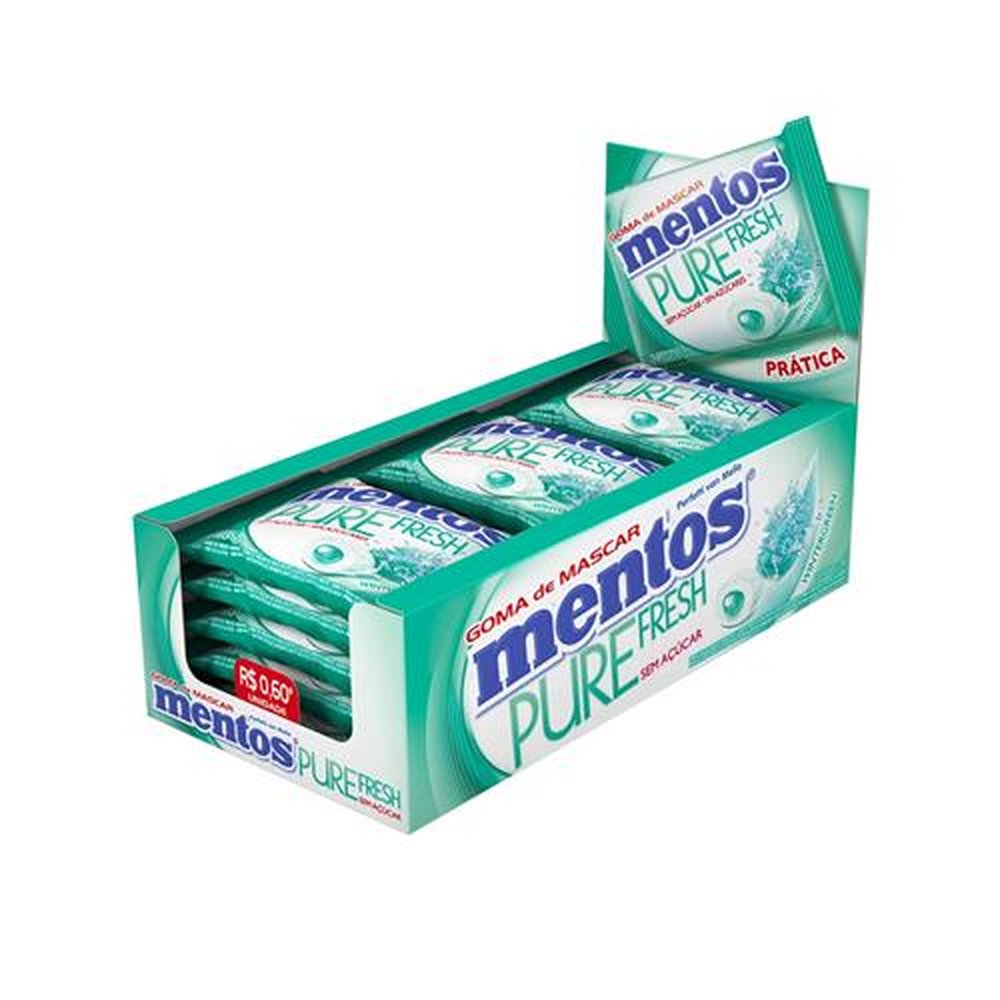 Chiclete Mentos Pure Fresh Wintergreen 6g Embalagem com 15 Unidades