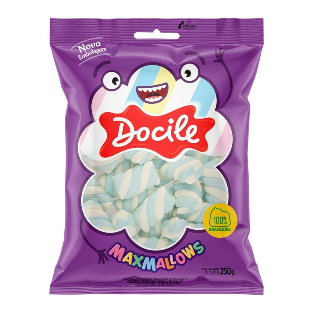 Marshmallow Docile Twist Azul Branco Baunilha 250g