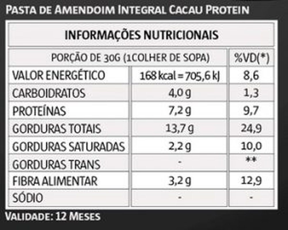 Pasta de amendoim cacau protein Vitapower 1,005Kg