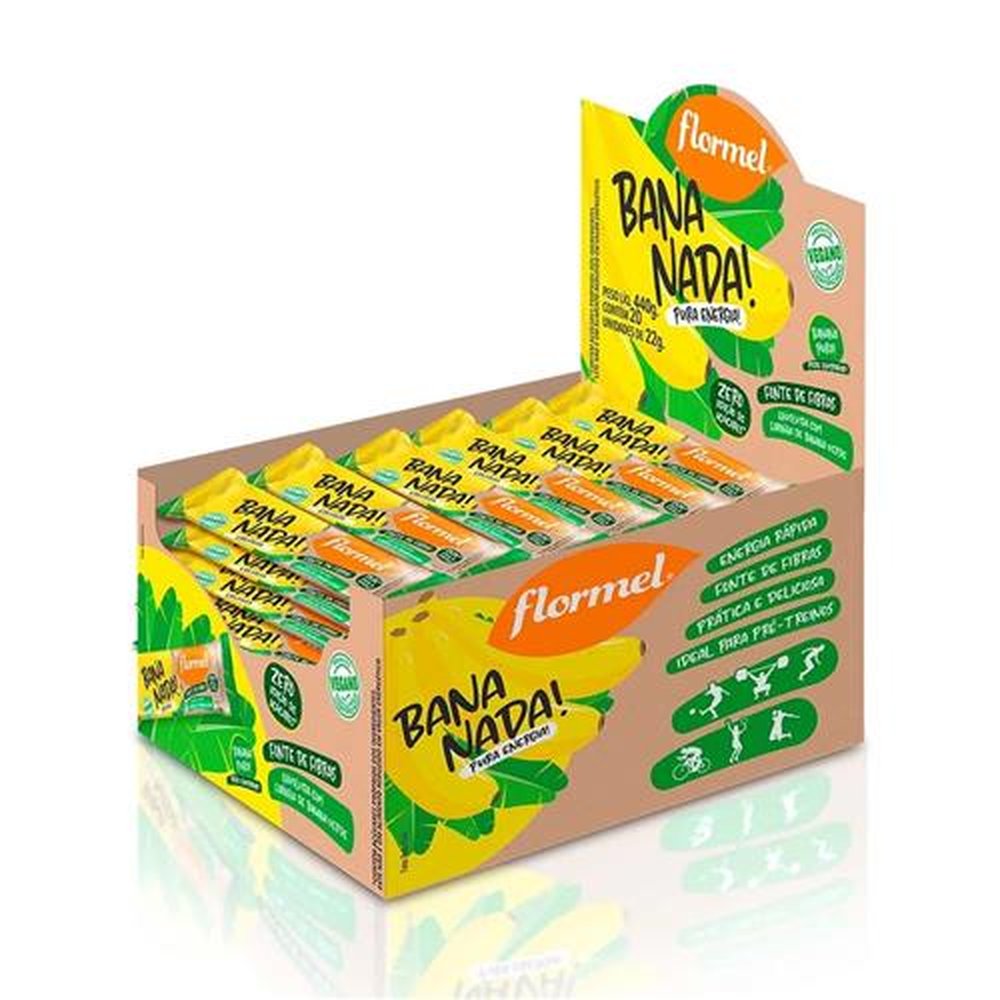 Bananada Cremosa Flormel, Zero açúcar - Caixa com 20 Unidades de 22g cada