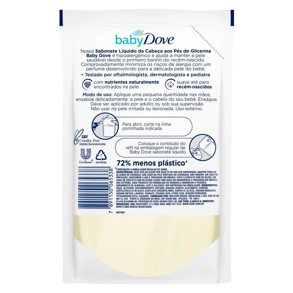 Sabonete Líquido Dove Baby Hidratação Glicerinada Refil 180ml