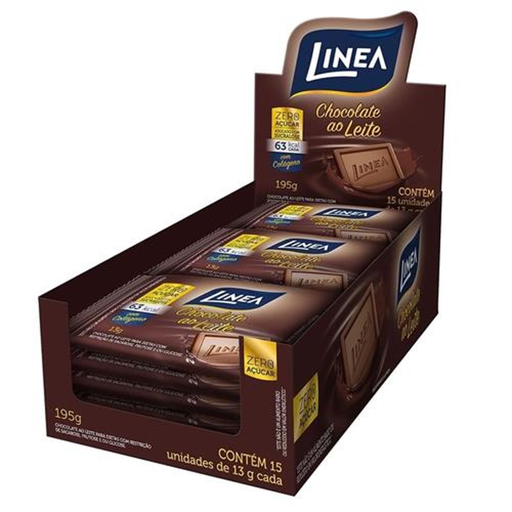Chocolate ao Leite Zero Açúcar 13g ¿ 15 unidades - Linea