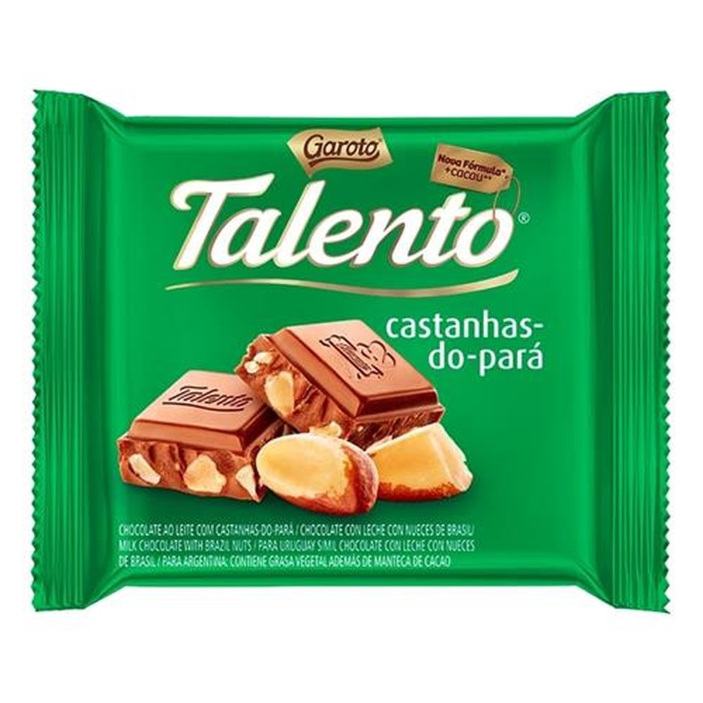 Chocolate Talento ao Leite com Castanha do Para 90g - 12 unidades - Garoto