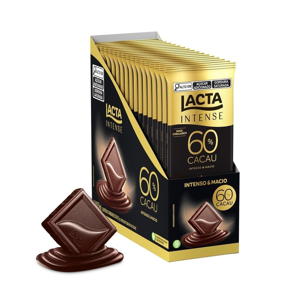 Chocolate Lacta Intense 60% Cacau Original 85g - Embalagem com 17 Unidades