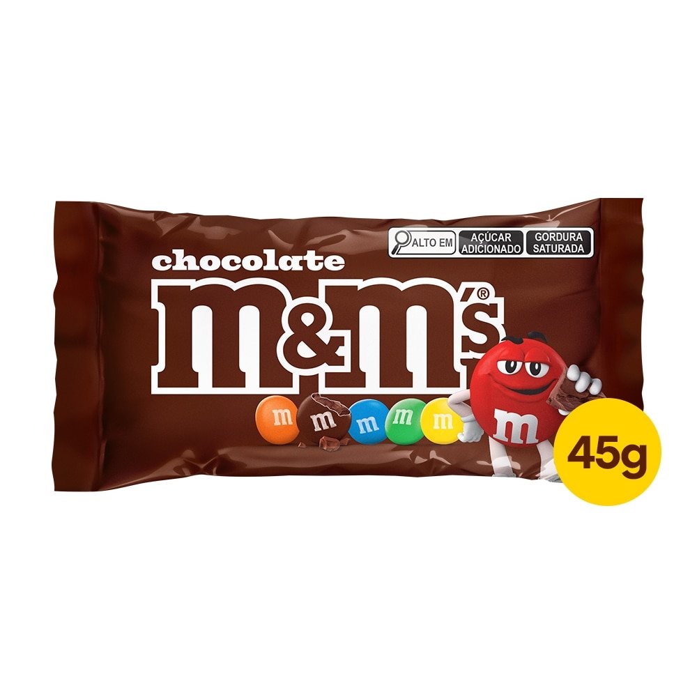 Chocolate M&M Chocolate ao Leite Sachê 45g - Embalagem com 18 unidades