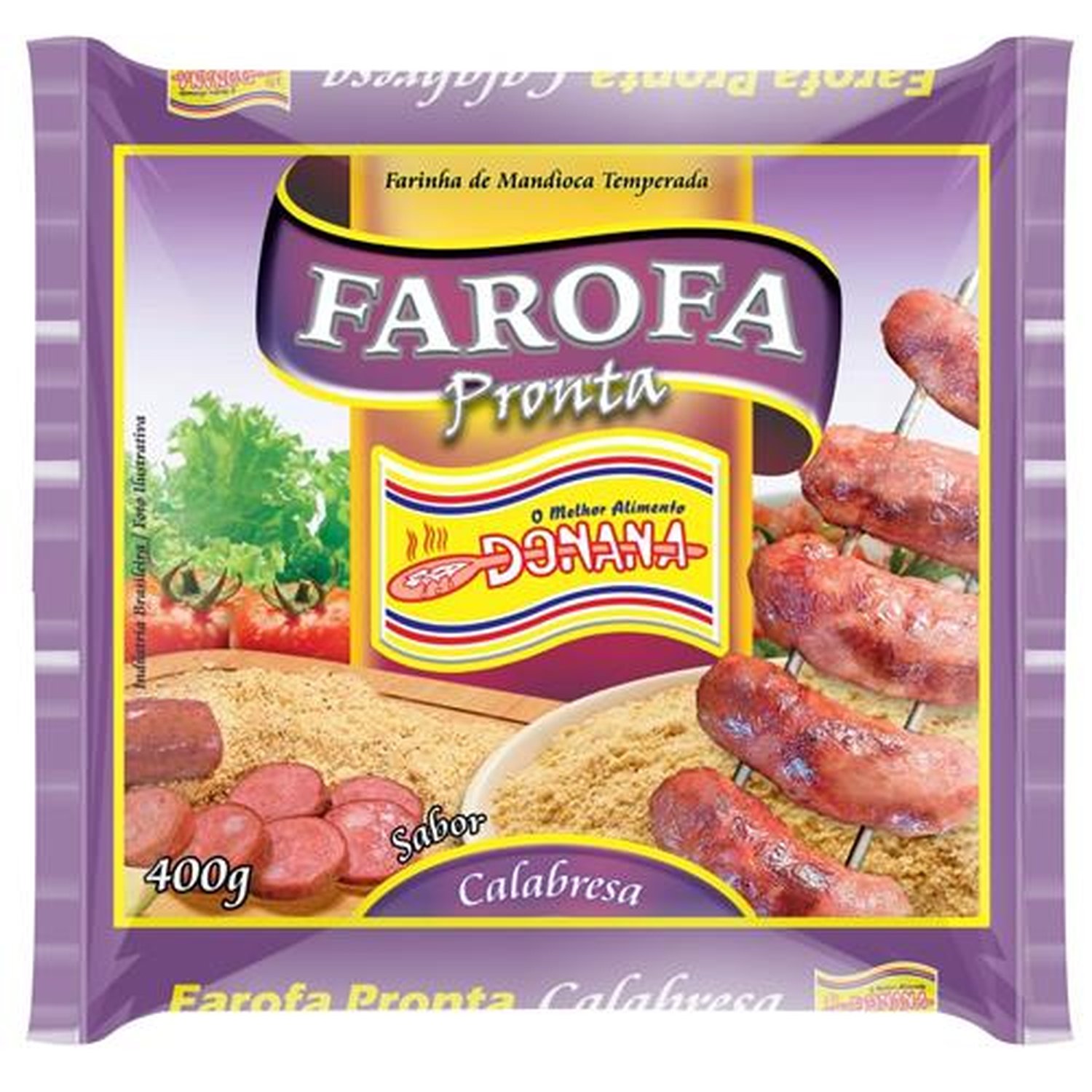 Farofa Temperada Calabresa 400g Donana - Embalagem Contém 12 Unidades