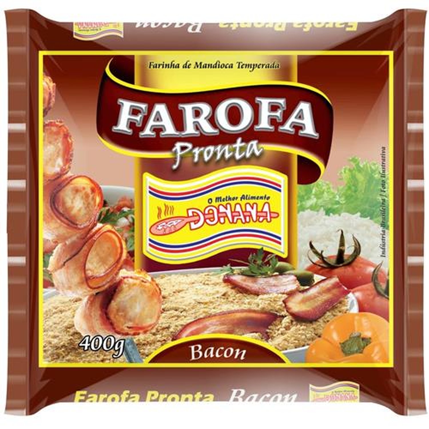 Farofa Temperada Bacon 400g Donana - Embalagem Contém 12 Unidades