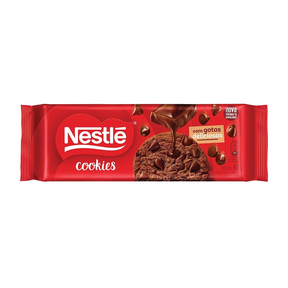 Biscoito Cookies Nestlé Classic Chocolate com Gotas de Chocolate 60g- Embalagem com 52 Unidades