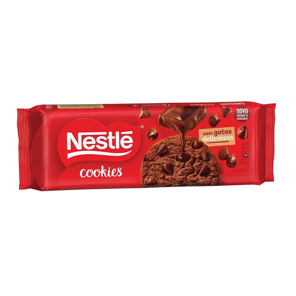 Biscoito Cookies Nestlé Classic Chocolate com Gotas de Chocolate 60g- Embalagem com 52 Unidades