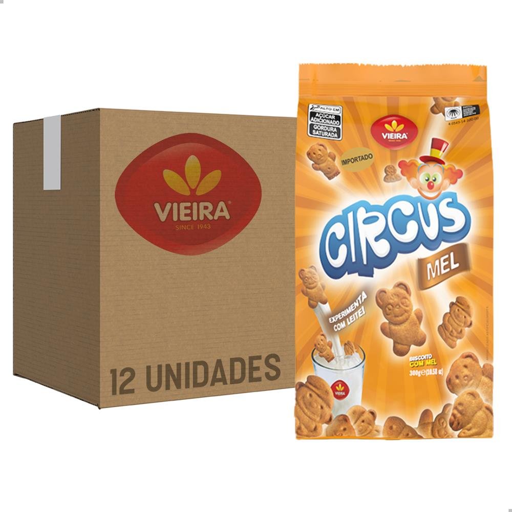 Biscoito Circus Mel Princesa 300G Caixa Com 12 Unidades