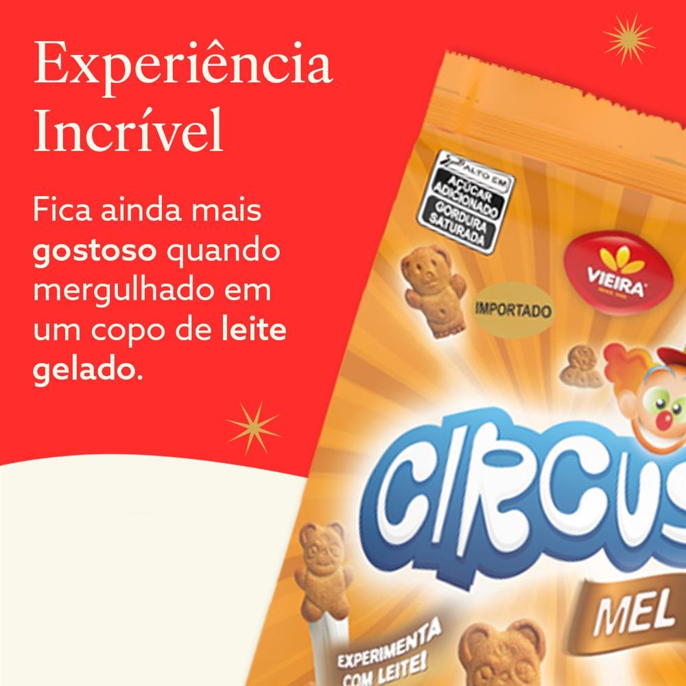 Biscoito Circus Mel Princesa 300G Caixa Com 12 Unidades