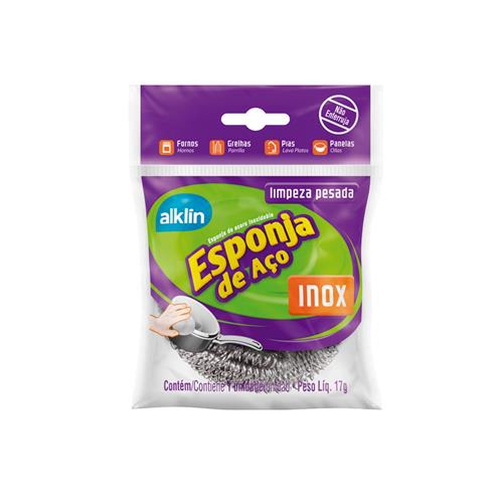 Esponja De Aço Inox Palha- Marca Alklin