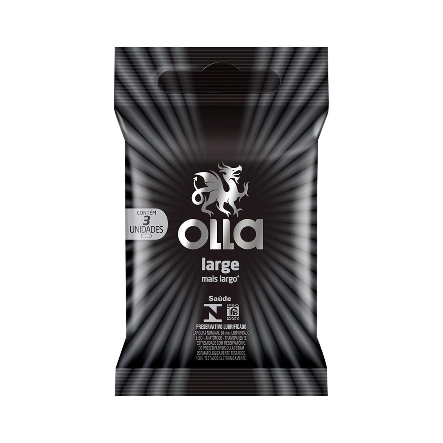 Preservativo Olla Lubrificado Large - Embalagem com 3 Unidades