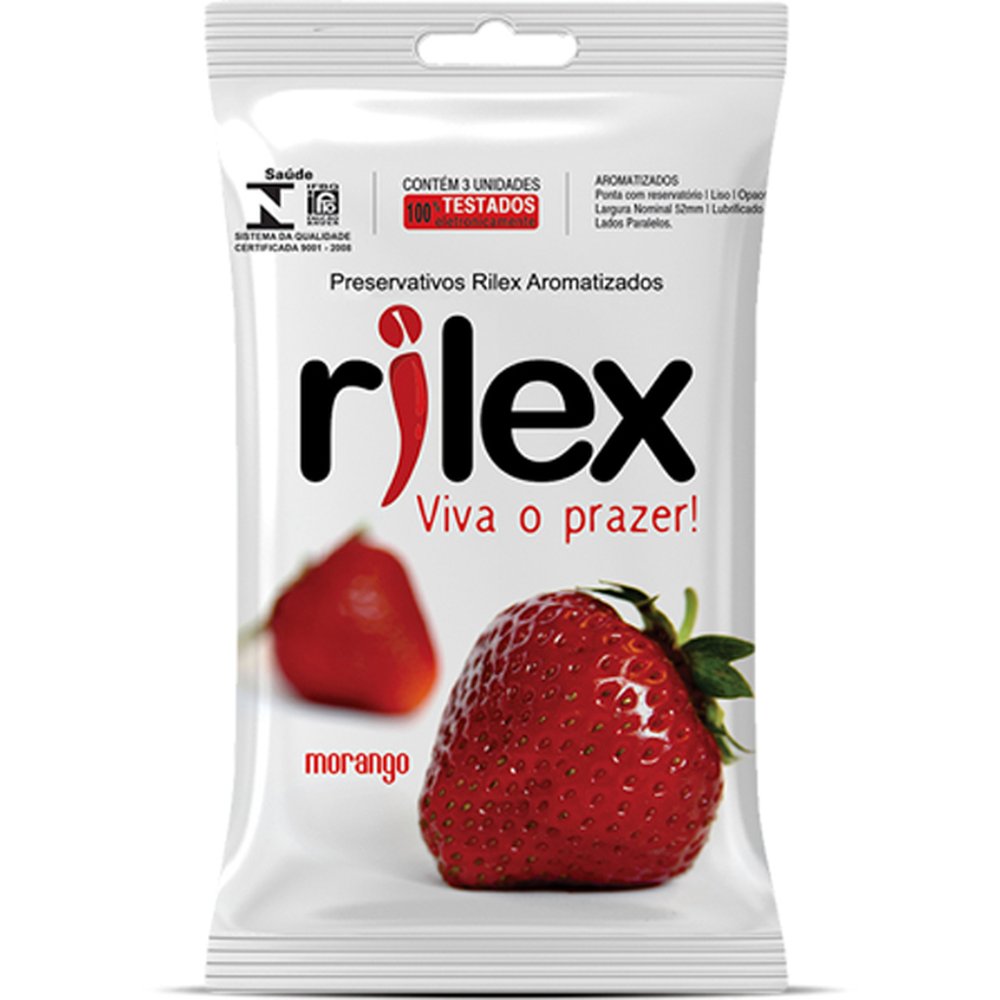 Preservativo Rilex Morango Com 3 Unidades - RILEX