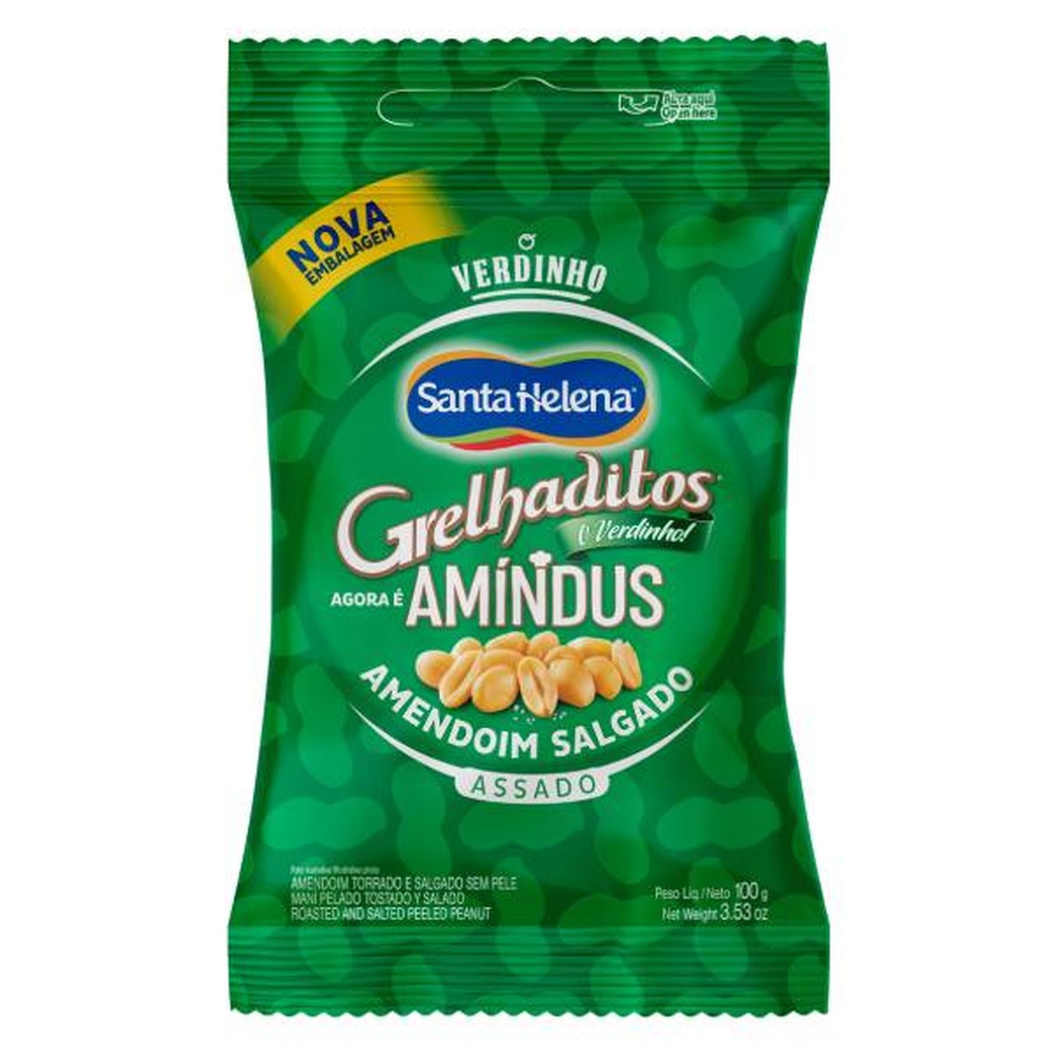Grelhaditos Amendoim Sem Pele Salgado 100G Pacote